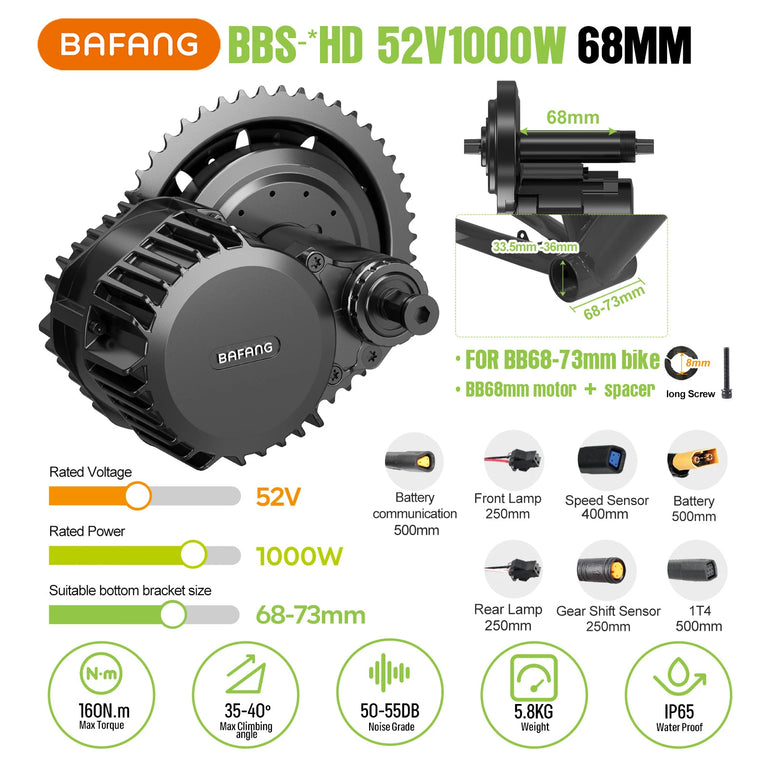 Bafang 48V 52V 1000W CAN Motor BBSHD Ebike Conversion Kit Electric Bicycle Mid Drive Engine BBS03 M615 MM G320.1000.C