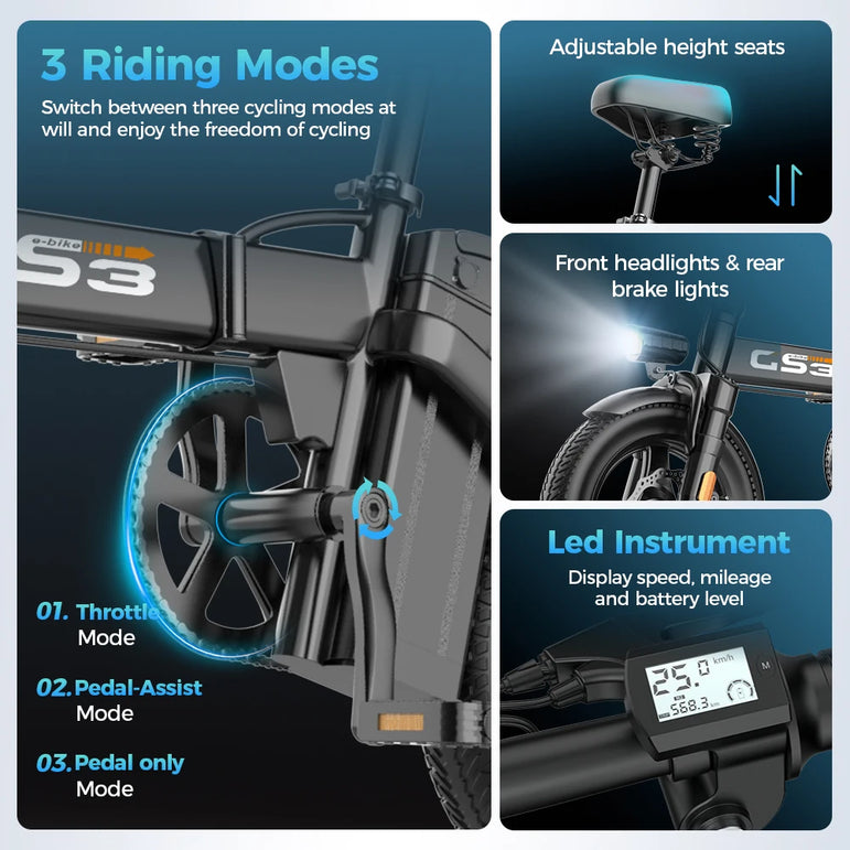 EU Warehouse Electric Bike Bicycle Exercise Electric City Bike E Bike TOOFLY Folding Ebike 250W