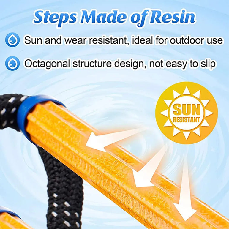 4 Step Boat Rope Ladder Folding Marine Rope Ladder Heavy Duty Climbing Rope Portable Rope Boarding Ladder