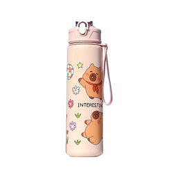 700ml Capybara Cute Water Cup with Straw & Handle Sports Water Bottle Portable Drinking Bottle for Boys Girls Daily Use