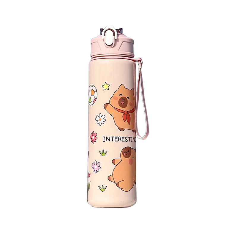 700ml Capybara Cute Water Cup with Straw & Handle Sports Water Bottle Portable Drinking Bottle for Boys Girls Daily Use