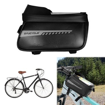 Bike Front Frame Bag Bike Storage Bag Waterproof Bike Phone Holder Bag Touch-Screen Bicycle Top Tube Bag for Phones Under 7 Inch