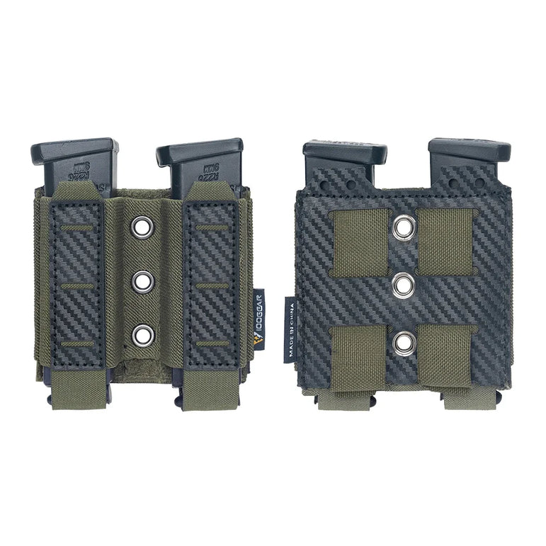 IDOGEAR Tactical Pouch Carbon Fiber AntiSlip Hollow Out Quick Drain Lightweight 9mm Double MOLLE Mounting Durable 2pcs 3590