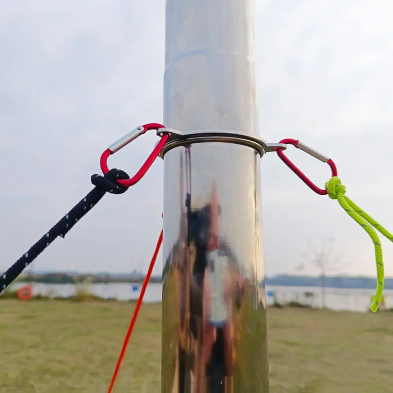 Portable Chimney Brace Ring Stainless Steel Chimney Pipe Bracket Outdoor Camping Smokes Pipes Wind Rope Ring For 6cm Or 7cm