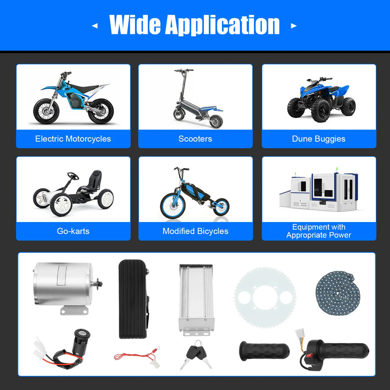 3KW Electric Brushless Motor Kit 48-72V Electric Bike Motorcycle E-Scooter Conversion Kits Controller Throttle