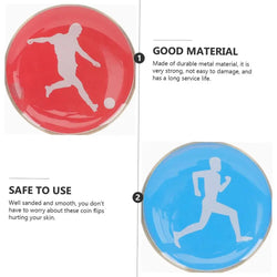 1pc Referee Side Toss Coin Double Face Sports Football Pattern Soccer Volleyball FlipCoin Souvenirs Soccer Referee Coin
