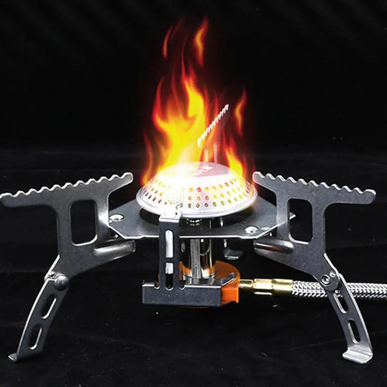 Camping Windproof Stove Powerful Folding Outdoor Burner Stove Foldable Lightweight Picnic Stove For Hiking Cooking Backpacking