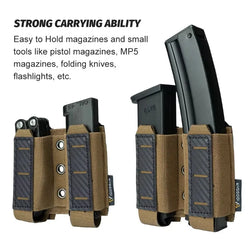 IDOGEAR Tactical Pouch Carbon Fiber AntiSlip Hollow Out Quick Drain Lightweight 9mm Double MOLLE Mounting Durable 2pcs 3590