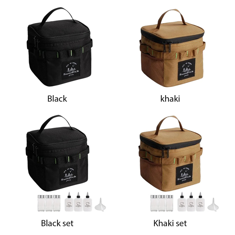 SUNDICK Outdoor Camp Spice Bottle Portable with Storage Bag Kitchen Seasoning Boxes Multifunctional Lightweight Camping Supplies