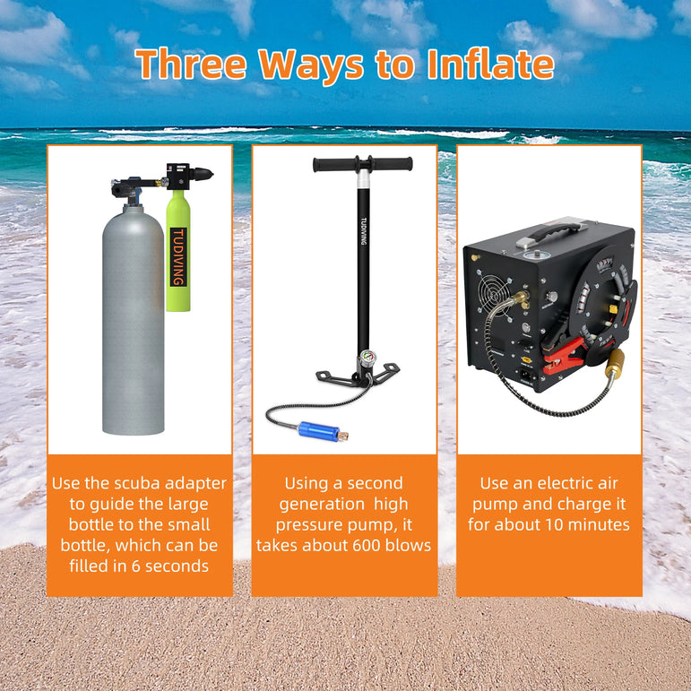TUDIVING-0.5L Mini Scuba Diving Tank,Lung Tank with Diving Mask,Portable Scuba Tank with Pump for Underwater Breathing Training