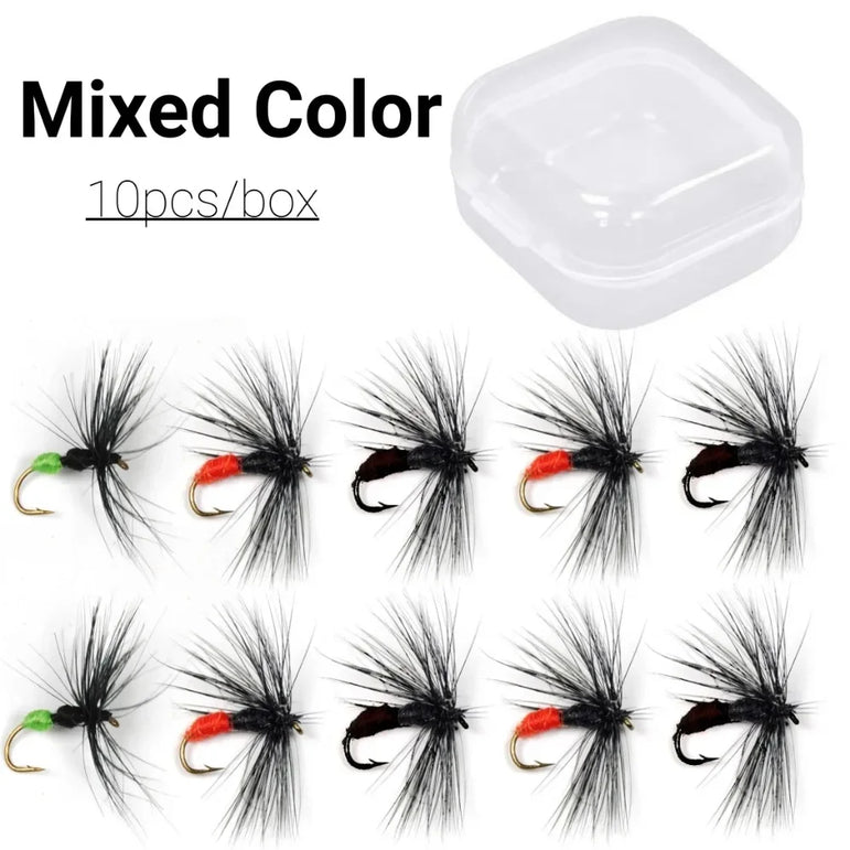 10PCS Ant Dry Fly Trout Fishing Dry Flies Barbless Hooks Fishing Lure Set Artificial Insect Lure Rainbow Grayling Fishing Tackle