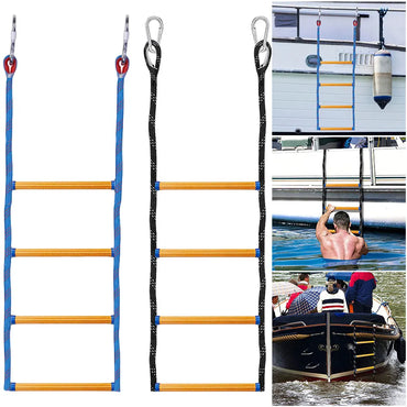 4 Step Boat Rope Ladder Folding Marine Rope Ladder Heavy Duty Climbing Rope Portable Rope Boarding Ladder