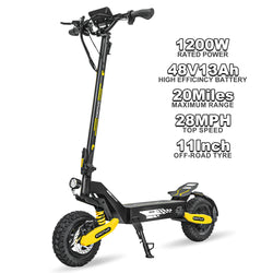 Electric Scooter Adults 1200W Motor 48V13/23AH Lithium Battery E Scooters Dual Spring Absorbers 11'' Off-Road Tires Scooter