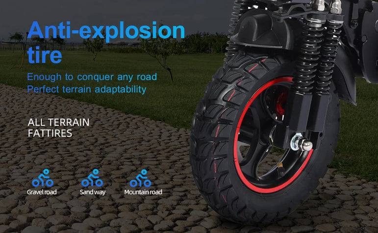 1200W Foldable Adult Electric Scooter with Seat, 11'' Off-road Tires, 48V 21Ah Battery, Dual Suspension Commuting E-scooter