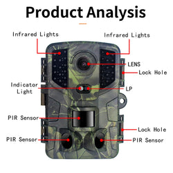 Outdoor Trail Camera 20MP 1080P HD Hunting IP66 Waterproof Infrared Night Vision Motion Activated Surveillance Trap Camera