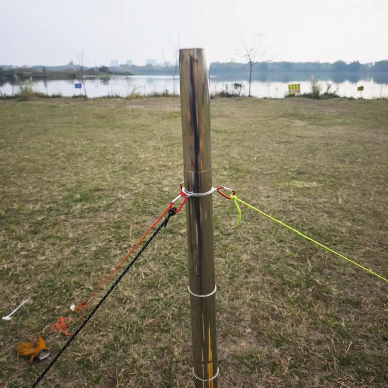Portable Chimney Brace Ring Stainless Steel Chimney Pipe Bracket Outdoor Camping Smokes Pipes Wind Rope Ring For 6cm Or 7cm