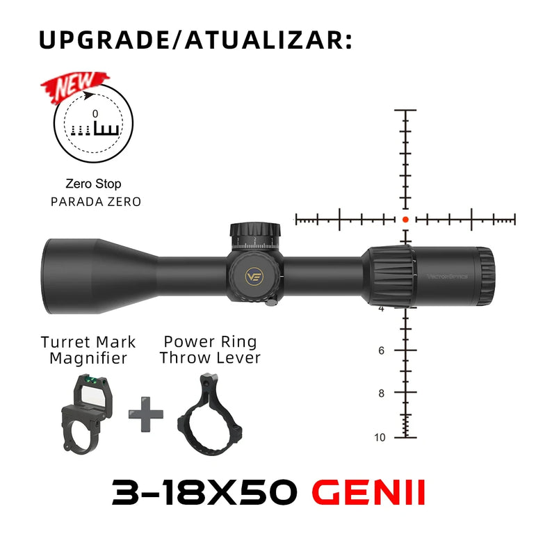 Vector Optics Tauron 3-18x50 FFP Riflescope | 1/10 MIL Turret Lock Adjustment | Zero Stop | For Field Tactical & Hunting