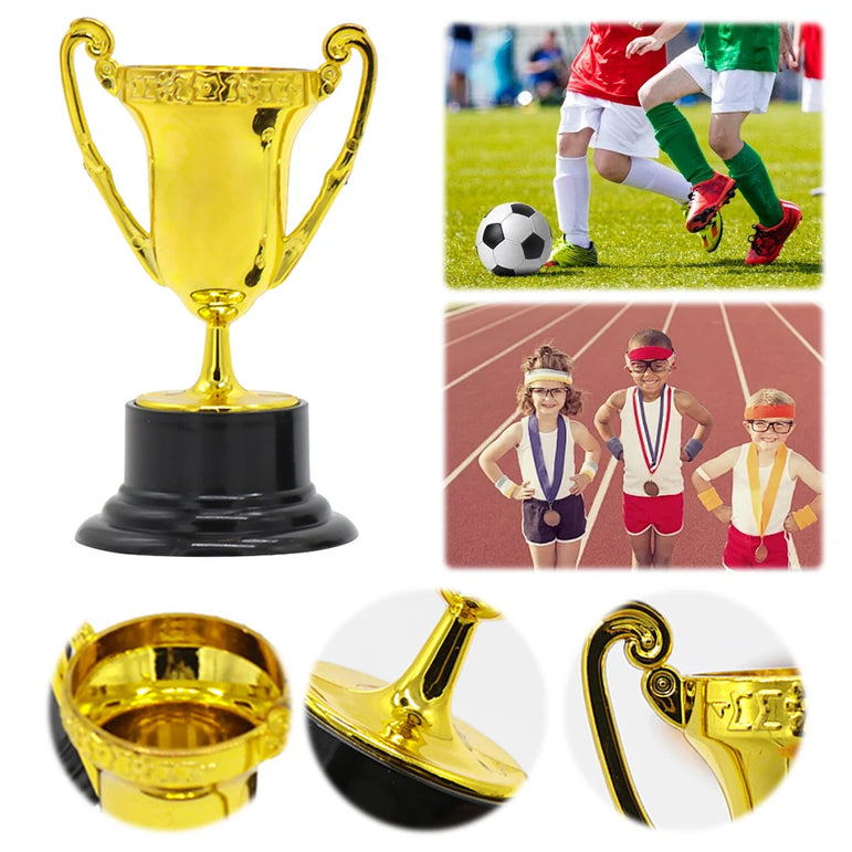 Gold Small Trophy Cups for Kids Plastic Golden Award Trophy Cup Gold Participation Trophy Cup For Party Favors Props Rewards