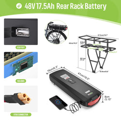 Original Ebike Battery 52V 48V 36V Hailong 18650 21700 Cell Lithium Battery Pack For BAFANG Tongsheng Motor Electric Bike Kit