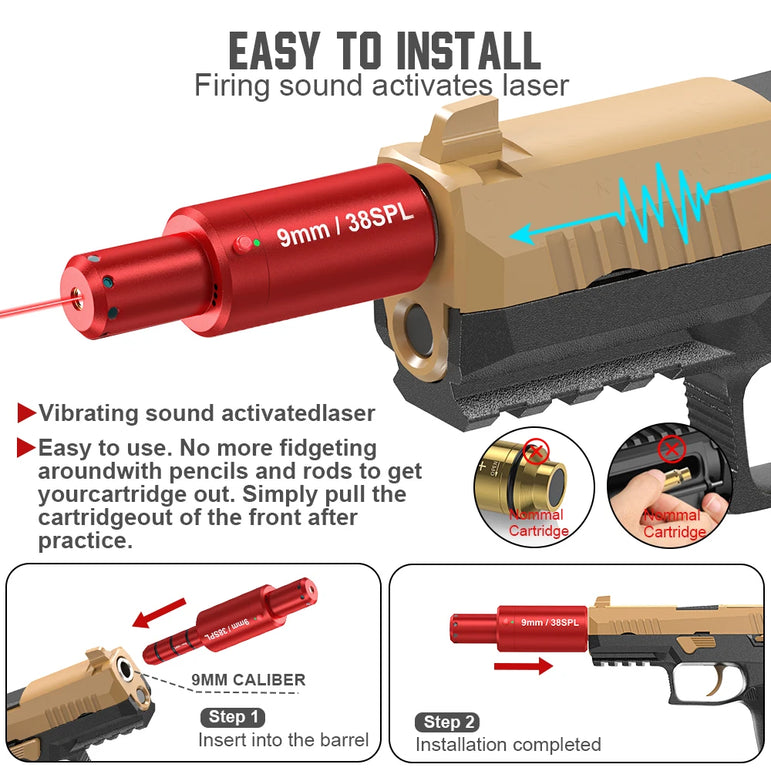 9MM 38SPL multifunctional magnetic red green light trainer, dual-purpose for training and calibration