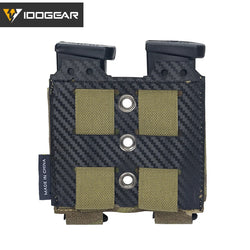 IDOGEAR Tactical Mag Pouch 9mm Double Mag Carrier Carbon Fiber MOLLE Pouch Camo 3590