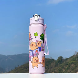 700ml Capybara Cute Water Cup with Straw & Handle Sports Water Bottle Portable Drinking Bottle for Boys Girls Daily Use