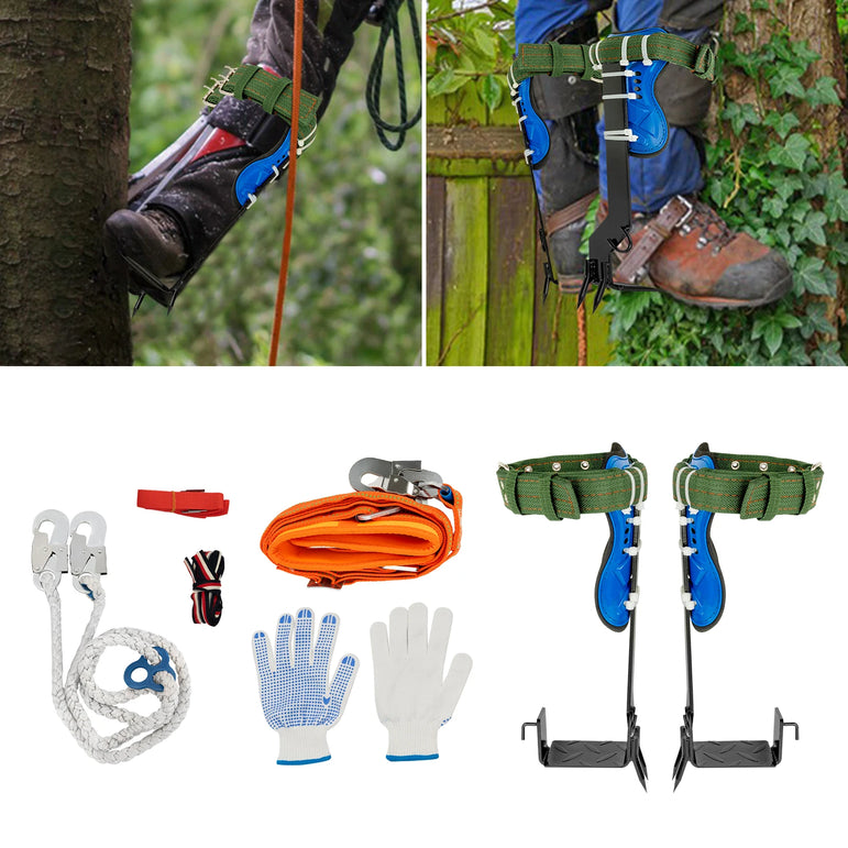 1 Pair Tree Climbing Tools Spike Set Climb Trees Rope Tool with Safety Belt for Outdoor Jungle Survival Climbing Fruit Picking