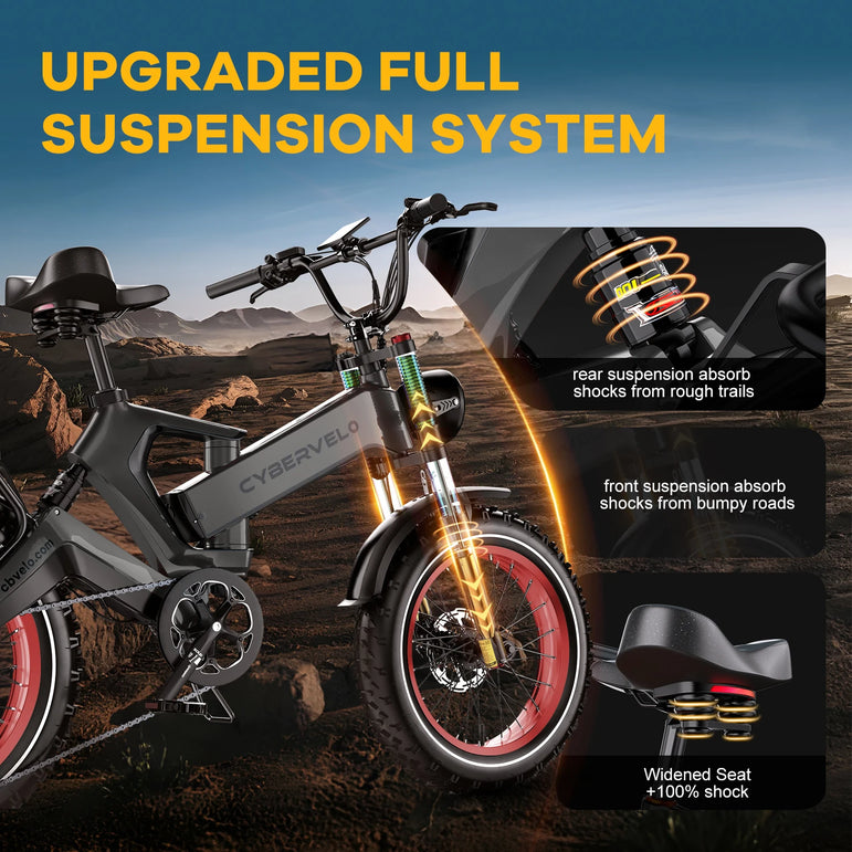 1000W(Peak 2000W)Folding Electric Bike for Adults,35MPH 100Mile,48V 25Ah Removable Battery,20" x 4.0 Fat Tire Foldable Electric