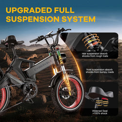 1000W(Peak 2000W)Folding Electric Bike for Adults,35MPH 100Mile,48V 25Ah Removable Battery,20" x 4.0 Fat Tire Foldable Electric