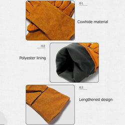 Oven Gloves Heat Resistant Cooking BBQ Grill Glove Non-Slip Insulated Cowhide Leather for Microwave Kitchen Accessories