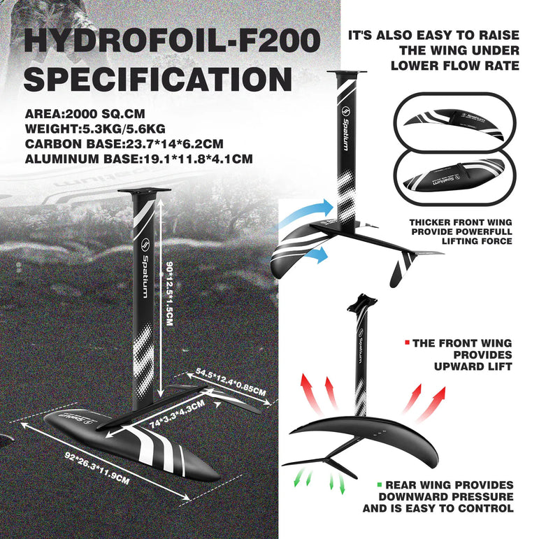Spatium Hydrofoil Board for Surfing with Hydrofoil Accessories, Fix Kit Wing Foil Board Surf Hydrofoil Surfboard Gray