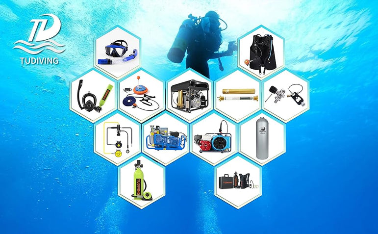 TUDIVING-0.5L Mini Scuba Diving Tank,Lung Tank with Diving Mask,Portable Scuba Tank with Pump for Underwater Breathing Training