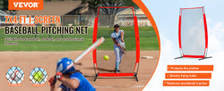 VEVOR Baseball Screen for Batting CageBaseball & Softball Safety Screen Body Protector Portable Batting Screen Bag Red Black