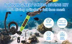 TUDIVING-0.5L Mini Scuba Diving Tank,Lung Tank with Diving Mask,Portable Scuba Tank with Pump for Underwater Breathing Training