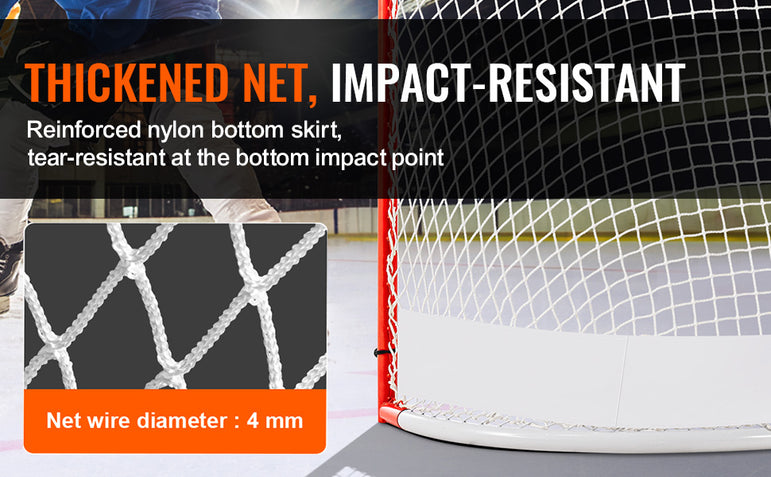 VEVOR Street Hockey Net, Indoor Outdoor Steel Hockey Goal, Official Regulation Hockey Training Goal Set, Portable Hockey Goal