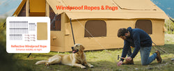 VEVOR Inflatable Tents for Camping Easy Setup Blow up Tent with Hand Pump Glamping Tent with Skylight Stove Jack & Mesh Windows