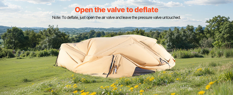 VEVOR Inflatable Tents for Camping Easy Setup Blow up Tent with Hand Pump Glamping Tent with Skylight Stove Jack & Mesh Windows