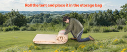 VEVOR Inflatable Tents for Camping Easy Setup Blow up Tent with Hand Pump Glamping Tent with Skylight Stove Jack & Mesh Windows