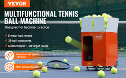 VEVOR Tennis Ball Machine Automatic Portable Tennis Ball Launcher 100 Balls Tennis Training Practice Thrower Multi-Mode Drills